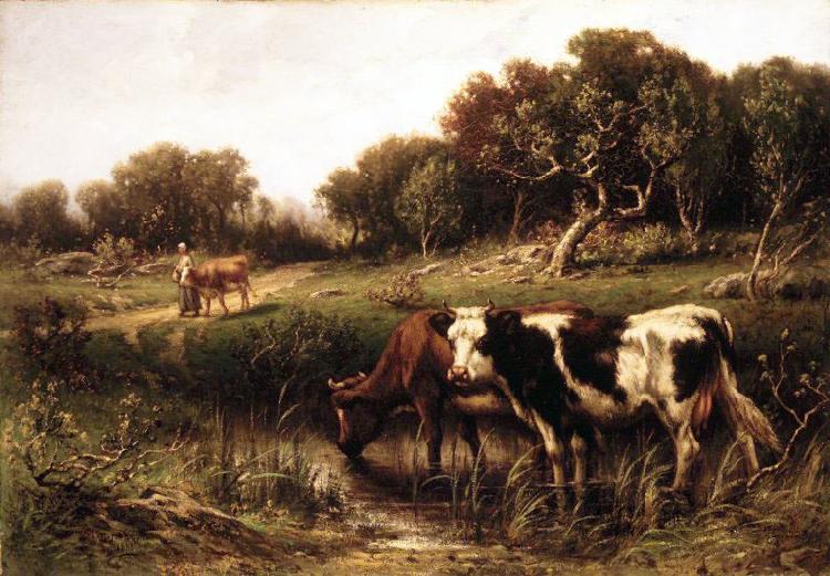 unknow artist Cattle in a Pool oil painting image